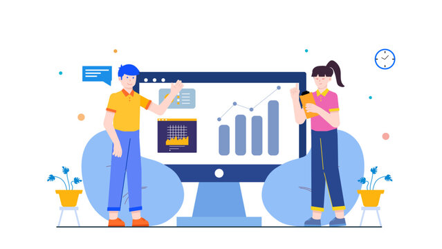 Workers reviewing financial documents and tax filing on digital screen