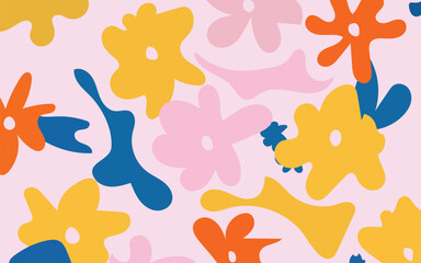 Obraz premium Floral Burst of Color: A vibrant explosion of abstract flowers in a playful arrangement, showcasing a kaleidoscope of joyful hues. 