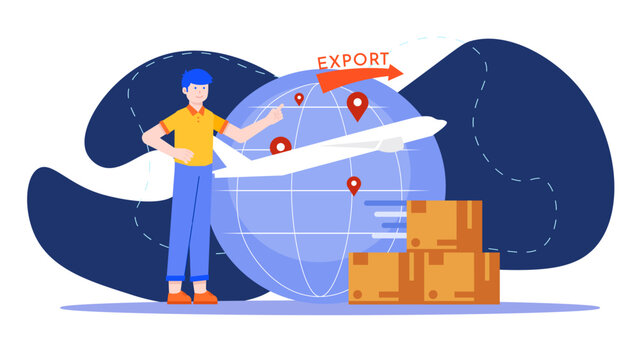 Logistics worker managing international shipping and export cargo