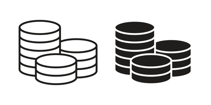 Coins stack icon symbol, logo illustration. Vector graphics web design.