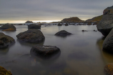 Obraz premium Daytime long exposure photographs at sea, Quintay, Valparaiso, Chile