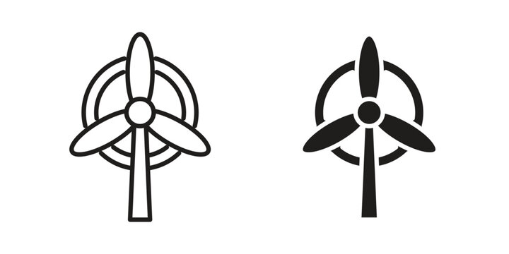Eolic energy icon symbol, logo illustration. Vector graphics web design.