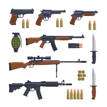 Assorted Firearms and Ammunition Display.