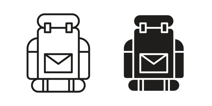 Hiking backpack icon symbol, logo illustration. Vector graphics web design.