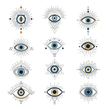 Collection of mystical eye illustrations.