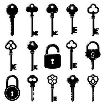 Collection of old fashioned metal keys.