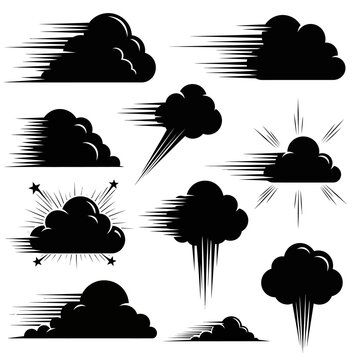 Collection of various stormy weather clouds.
