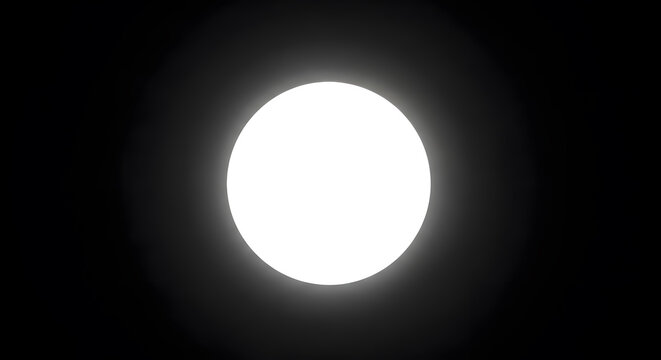 A glowing white circle centered on a solid black background creating a minimalist contrast