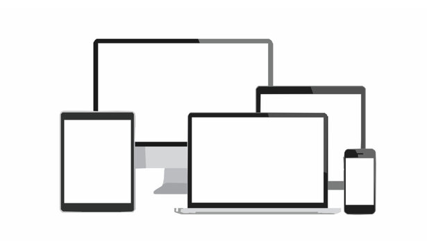 Responsive UI device mockup collection with laptop smartphone tablet and desktop screen vector set