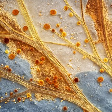 fungal infection on dog skin, dermatophyte hyphae and spores on canine epidermis