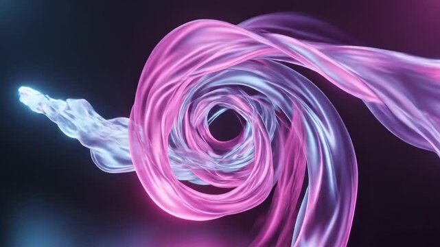 Abstract purple fractal spiral background with swirling pink light and colorful digital patterns creating an energetic circular design on a dark backdrop