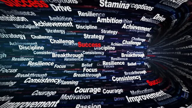 SUCCESS SPORT Seamless Endless Keywords Animation, Background, Loop
