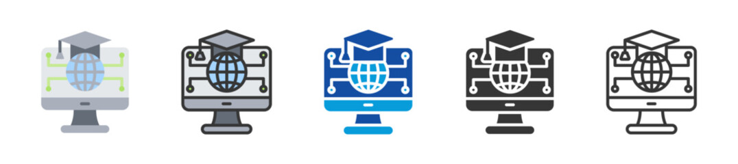 digital learning icon set multi style various collection