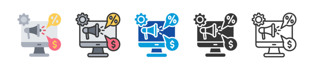 Obraz premium promotion e service icon set multi style various collection