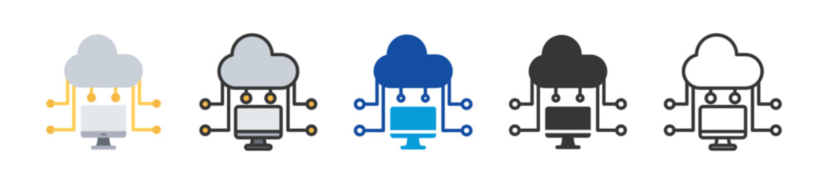 cloud computing icon set multi style various collection