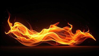 Fototapeta premium Fiery Flame Dance - Dynamic Orange and Yellow Energy on Black.