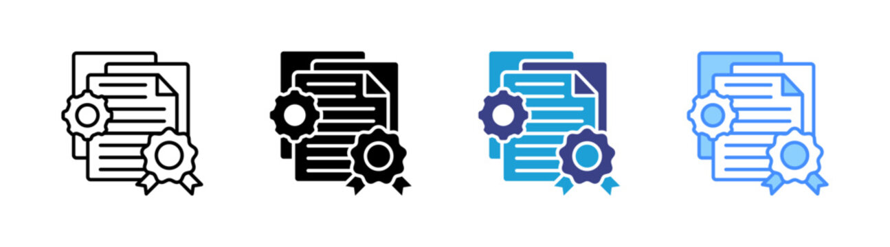 Certificate icon set multiple style collection