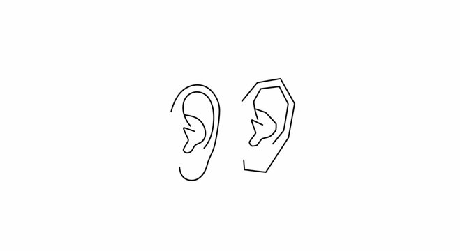 Abstract Line Art of Human Ears: Organic vs. Geometric Shapes