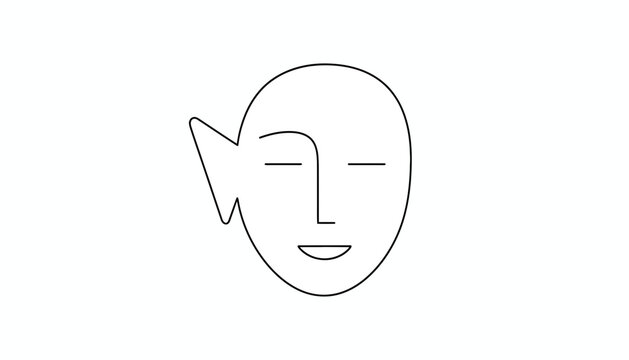 Abstract Minimalist Face Icon with Arrow Symbolizing Thought Process or Idea