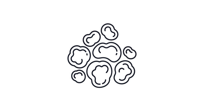 Abstract organic shapes cluster, simple line art, minimalist design, isolated on white background