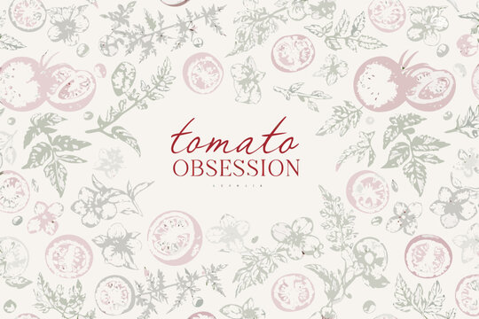 Tomato obsession a vintage botanical illustration background pattern