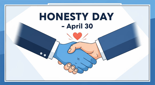 Honesty day april 30th handshake with heart symbolizing trust and integrity in business