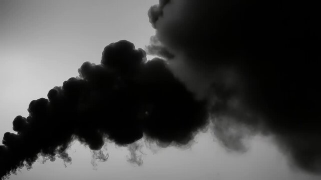 Dark Smoke Clouds Rising into Sky.