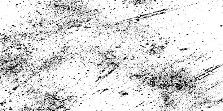 distressed grunge texture background with black ink brush strokes and grainy splatter on white, weathered vintage overlay effect for rustic design, abstract dirty grit element. 