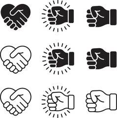 Obraz premium handshake icons in various styles and colors