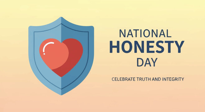 National honesty day concept with shield and heart symbolizing truth and integrity in celebration