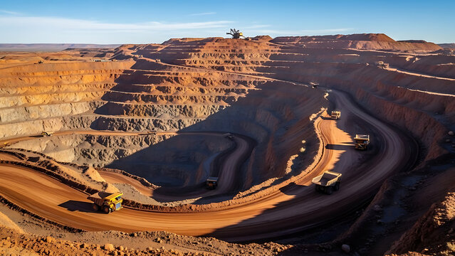 Mining Operations, Open Pit, Australia, Aerial View, Industrial Environment