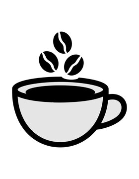 Vector of a coffee cup with beans floating above