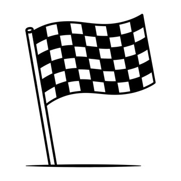 Checkered racing flag vector waving on a pole