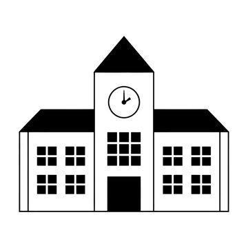 Vector of a school building with a clock tower