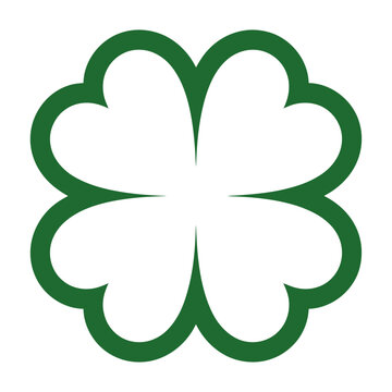 Green vector four-leaf clover symbolizes good luck and irish heritage.