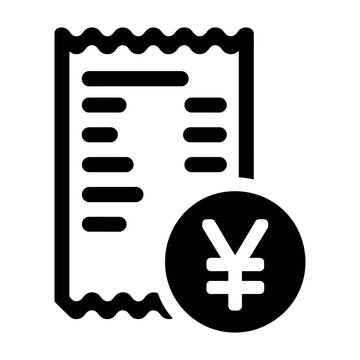 Vector receipt with a japanese yen symbol representing bill payment.