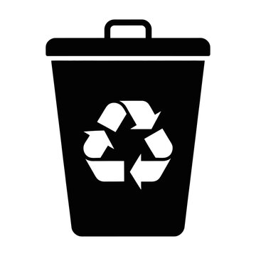 Vector recycling bin with a white recycling symbol prominently displayed.