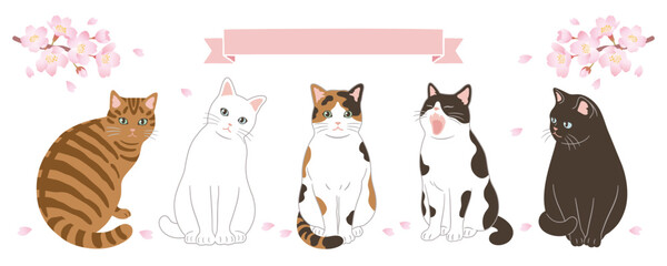 桜と猫のヘッダーデザイン © Spiharu