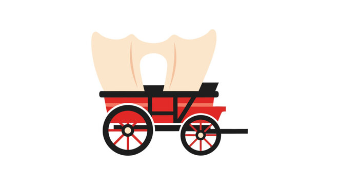 covered wagon vector illustration, flat design, transport concept, wild west