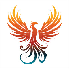 Fototapeta premium majestic phoenix vector silhouette outline logo design concept illustration idea