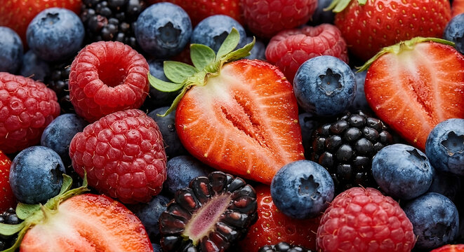 Colorful Assorted Fresh Berries Pattern Background with Strawberries Blueberries and Raspberries
딸기 블루베리 라즈베리 신선한 믹스 베리 컬러풀 과일 패턴 배경