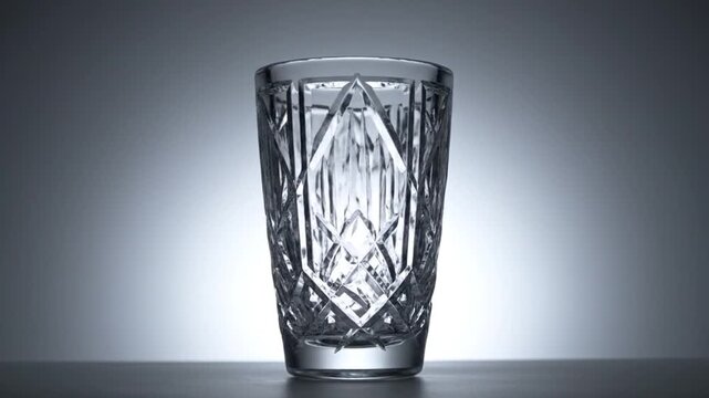 Crystal glass with pattern.