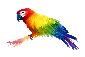 Obraz premium Vibrant Parrot: An eye-catching illustration of a colorful parrot perched gracefully, its feathers displaying a spectrum of hues, as it embodies the beauty and vibrancy of the tropics.