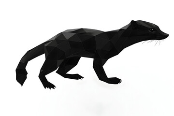 Fototapeta premium Geometric Black Weasel: An artistic portrayal of a sleek black weasel, constructed from geometric shapes, showcasing a modern and stylized aesthetic. 