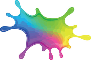 Fototapeta premium Vibrant Rainbow Paint Splash - Abstract Colorful Liquid Splatter Design Element