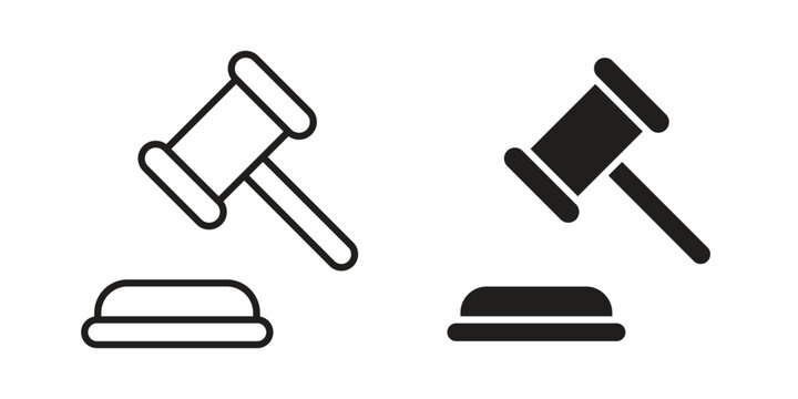 Gavel icon logo concept on white background. Suitable for use on web apps