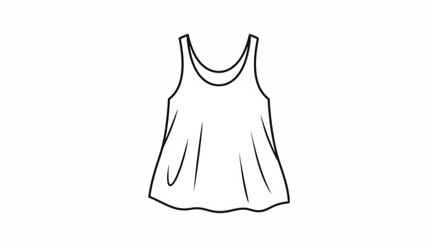 Simple line drawing of a sleeveless tank top or camisole, minimalist fashion illustration