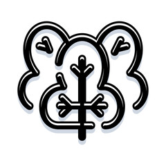 Obraz premium Elephant head abstract illustration with bold black outlines and geometric shapes, minimalist line art icon on a white background ideal for logo, branding, mascot and vector design