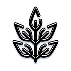 Fototapeta premium Cereal plant icon symbolizing agricultural growth, harvest, and sustainability, featuring upward pointing arrows on leaves representing progress and rising food production