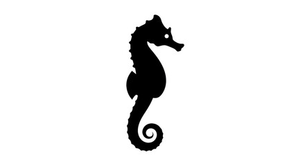 Naklejka premium Black Seahorse Silhouette Icon on White Background